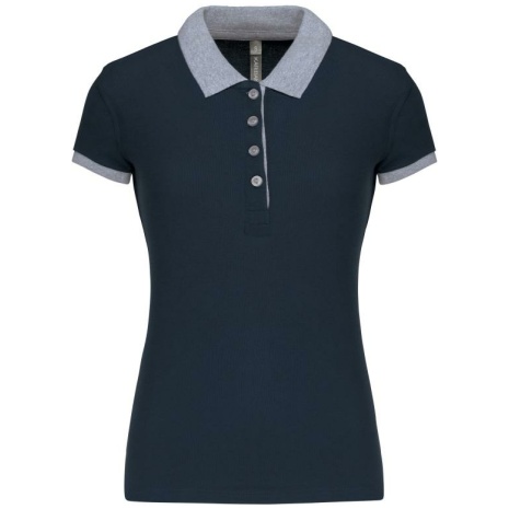 Piqué-damespolo tweekleurig