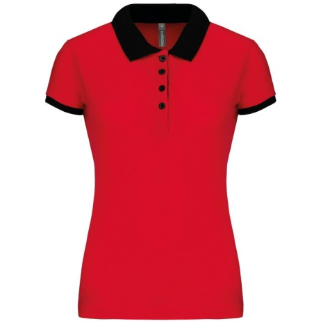 Piqué-damespolo tweekleurig