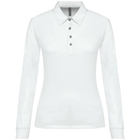 Damespolo lange mouwen van jersey