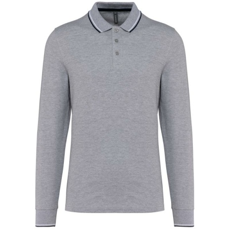 Heren polo van piquétricot met lange mouwen