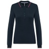 Dames polo van piquétricot met lange mouwen