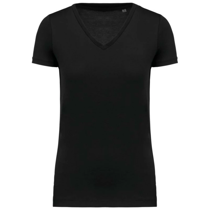 Dames-t-shirt Supima® V-hals korte mouwen