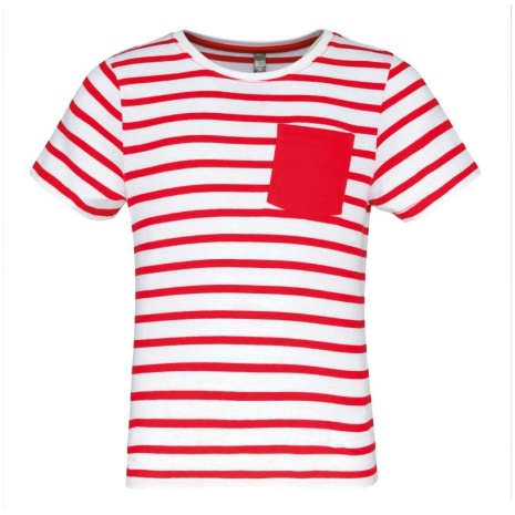 Gestreept T-shirt met zak en korte mouwen kids