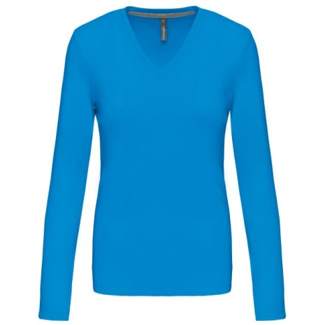 Dames t-shirt V-hals lange mouwen