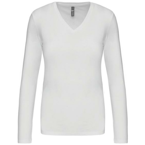 Dames t-shirt V-hals lange mouwen
