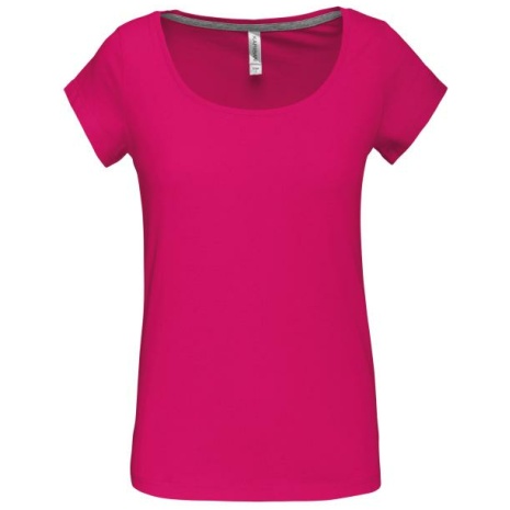 Dames-t-shirt korte mouwen met boothals