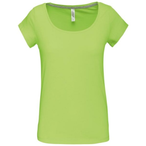 Dames-t-shirt korte mouwen met boothals