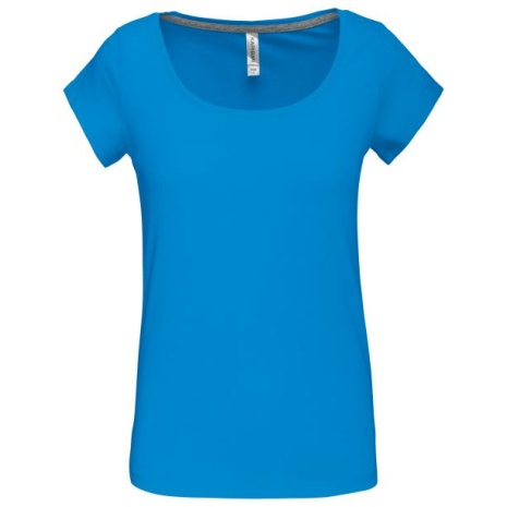Dames-t-shirt korte mouwen met boothals