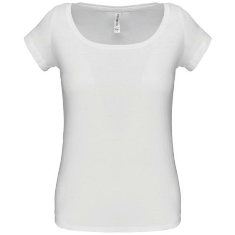 Dames-t-shirt korte mouwen met boothals