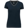 Dames-t-shirt piqué V-hals