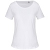 Bio dames-t-shirt kraag met onafgewerkte rand korte mouwen