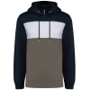 Driekleurige unisex sweater met capuchon