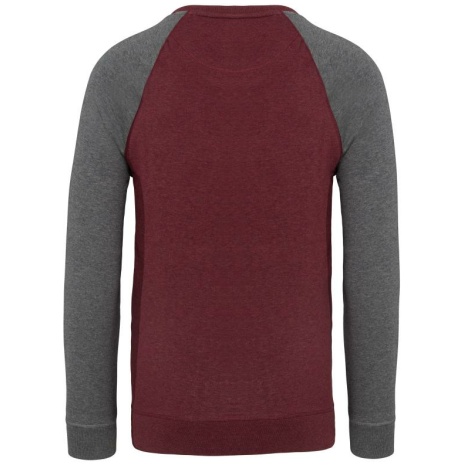 Tweekleurige herensweater BIO French Terry ronde hals raglanmouwen