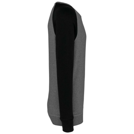 Tweekleurige herensweater BIO French Terry ronde hals raglanmouwen