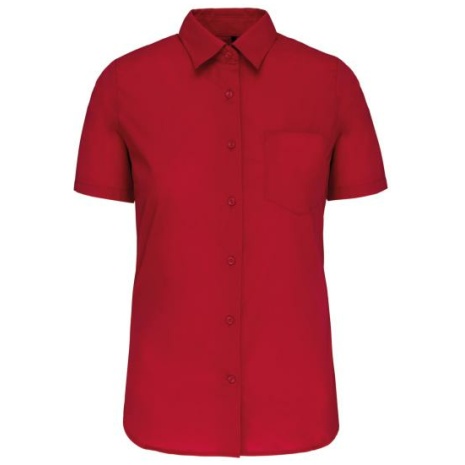 Dames Poplin Blouse Korte Mouwen