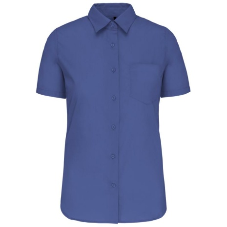 Dames Poplin Blouse Korte Mouwen