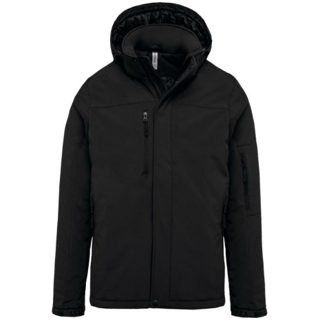 Gewatteerde softshell herenparka met capuchon