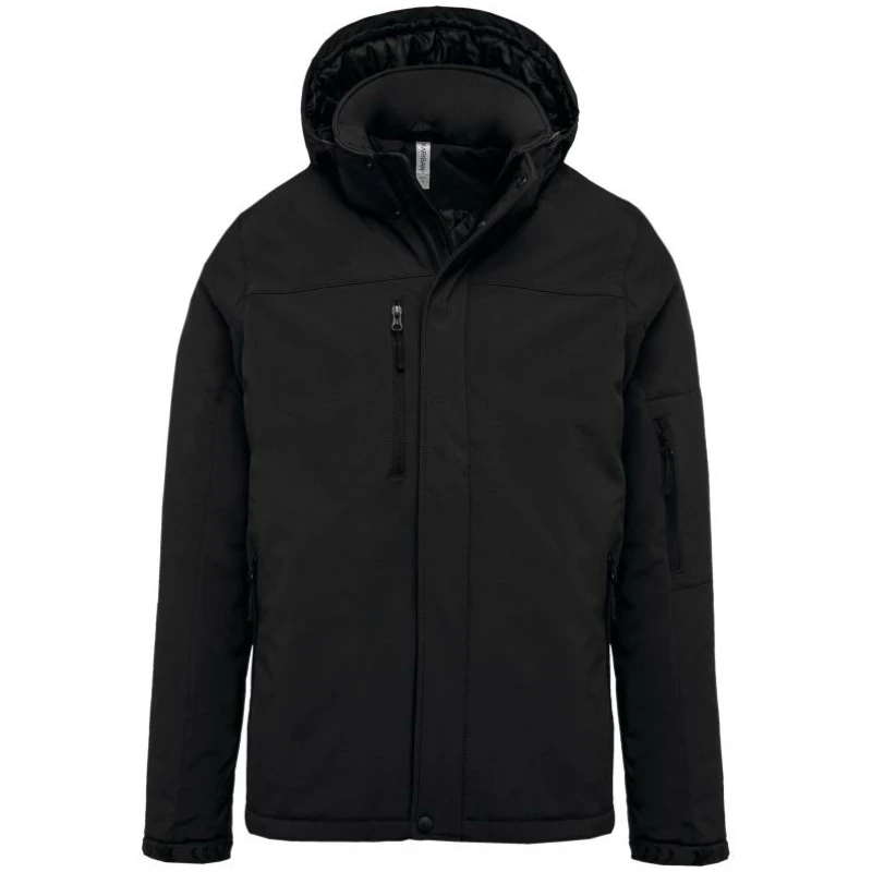 Gewatteerde softshell herenparka met capuchon