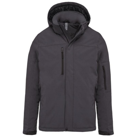 Gewatteerde softshell herenparka met capuchon