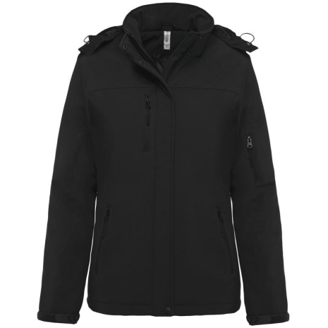 Gewatteerde softshell damesparka met capuchon