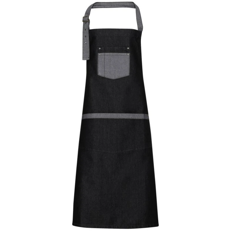 Domain - Contrast denim bib apron