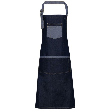 Domain - Contrast denim bib apron