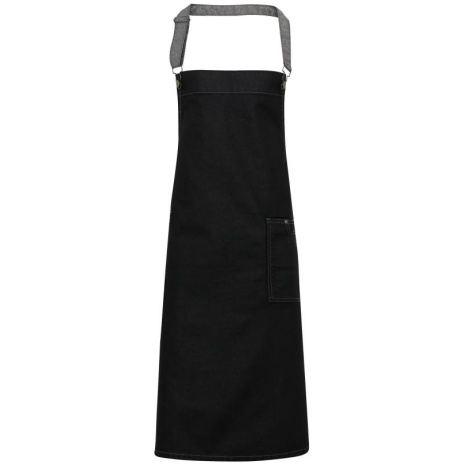 District - Waxed look denim bib apron