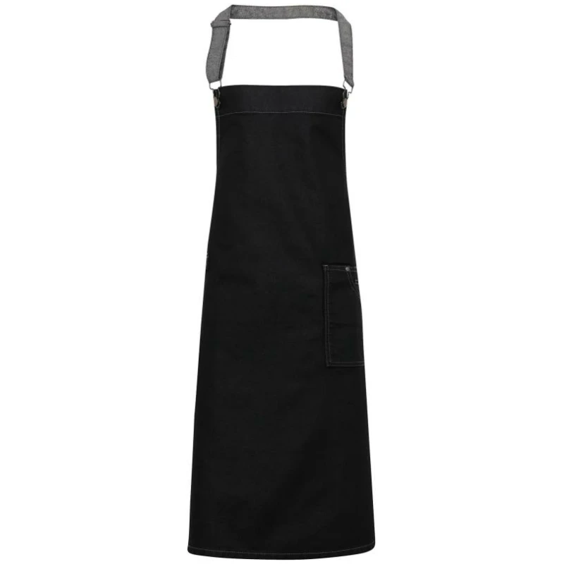 District - Waxed look denim bib apron