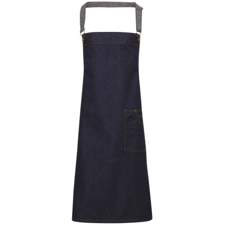 District - Waxed look denim bib apron