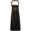 Division - Waxed look denim bib apron with faux leather