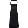 Division - Waxed look denim bib apron with faux leather