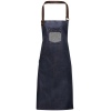 Division - Waxed look denim bib apron with faux leather