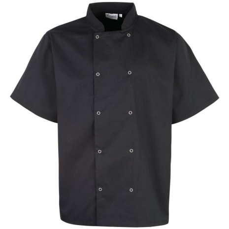 Studded Front Short Sleeve Chef's Jacket