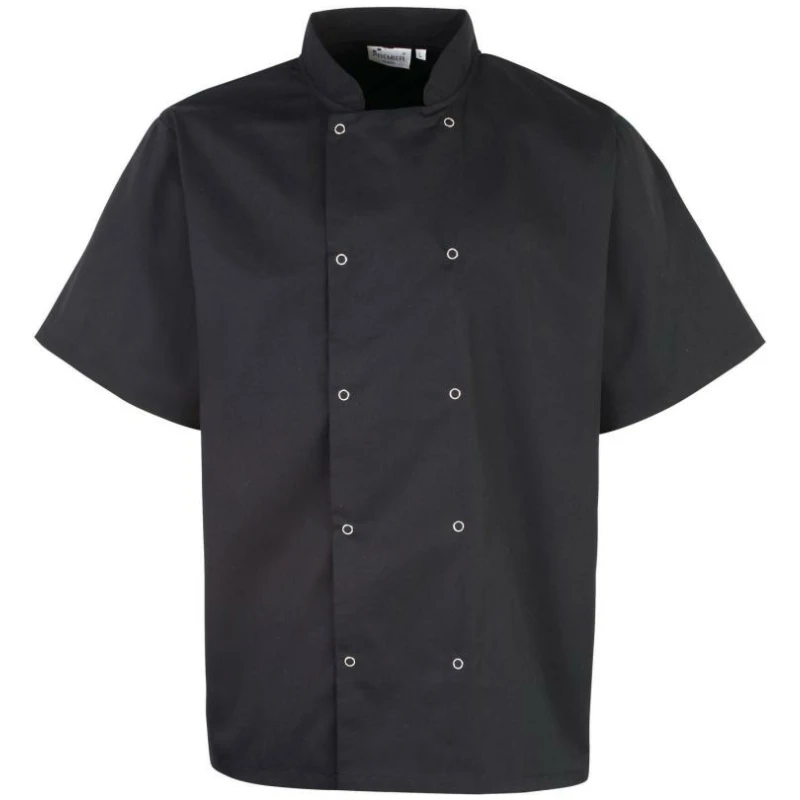 Studded Front Short Sleeve Chef's Jacket