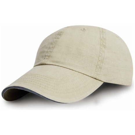 Washed Fine Line Cotton Cap with Sandwich Peak