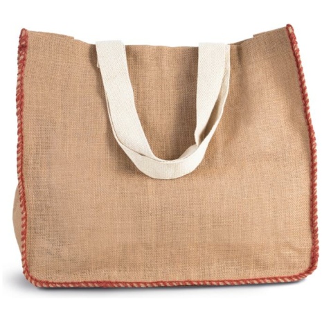 Zak van jute met contrasterende naad