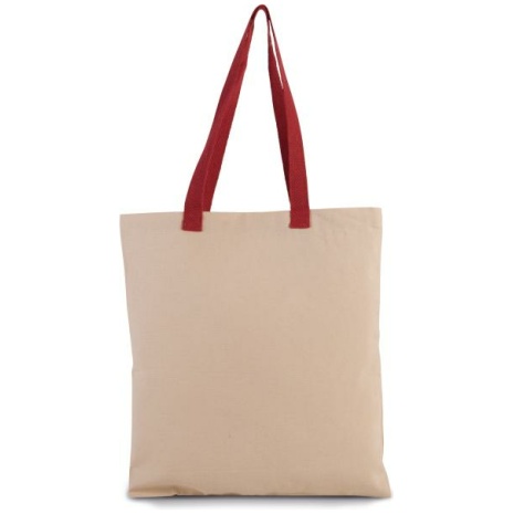Platte shopper van canvas met contrasterend hengsel