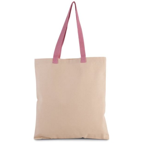 Platte shopper van canvas met contrasterend hengsel