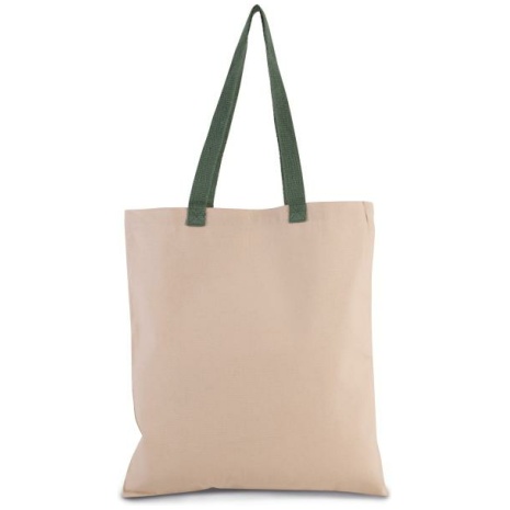 Platte shopper van canvas met contrasterend hengsel