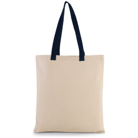 Platte shopper van canvas met contrasterend hengsel
