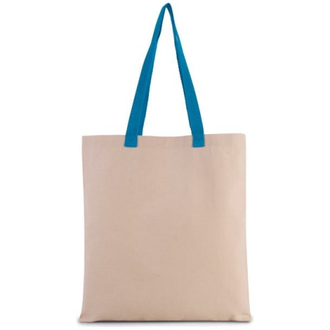 Platte shopper van canvas met contrasterend hengsel