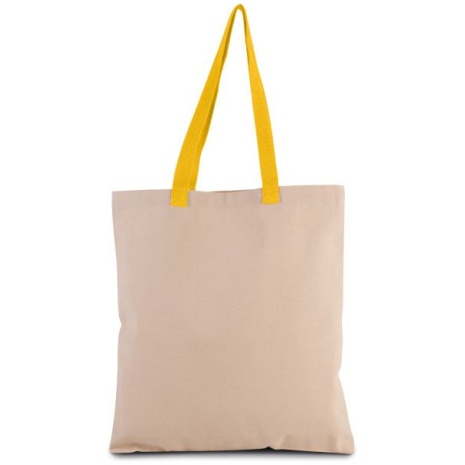 Platte shopper van canvas met contrasterend hengsel