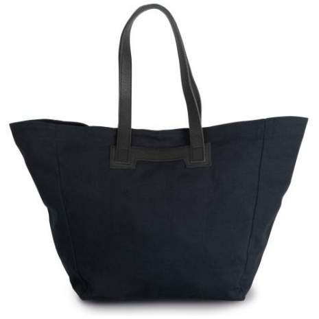 Handtas met lederen hengsels