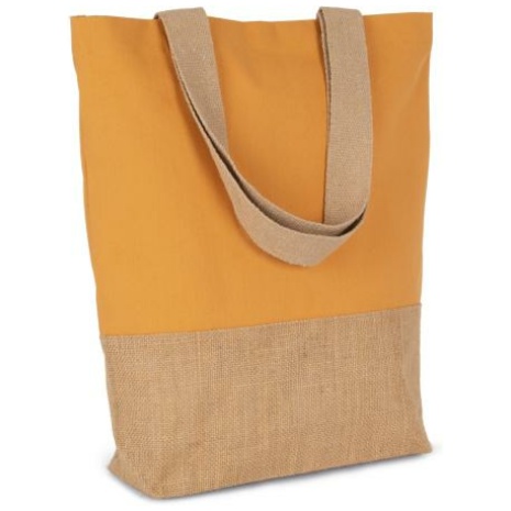 Shopper van katoen en verlijmde jutedraad