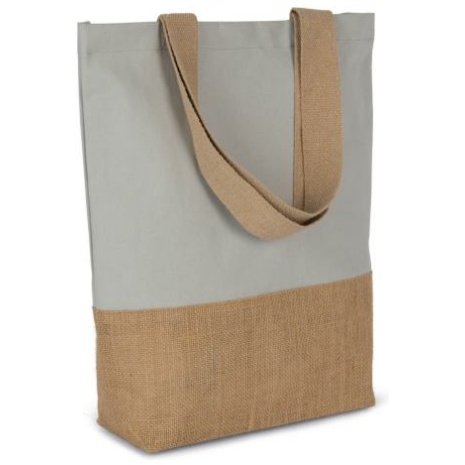 Shopper van katoen en verlijmde jutedraad