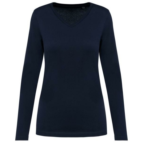Supima® dames-T-shirt V-hals lange mouwen